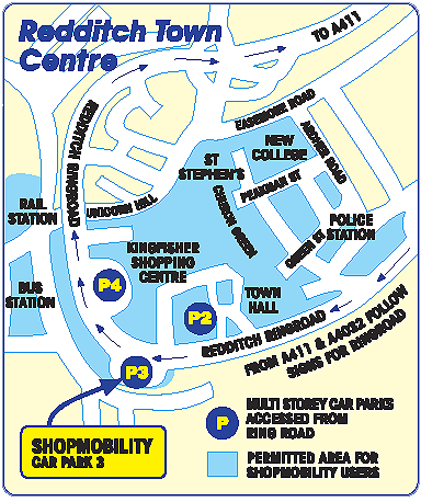 Find Shopmobilty in Redditch Town Centre