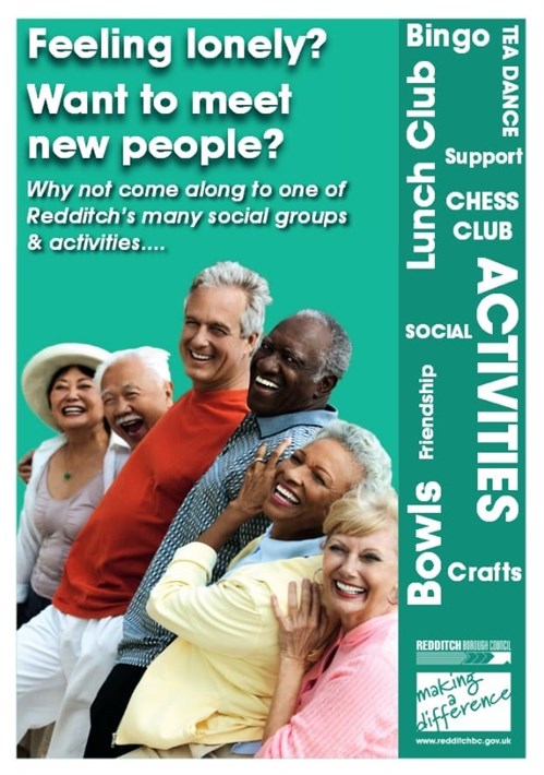 Feeling lonely? Why not come along to one of Redditch's many social groups and activities.