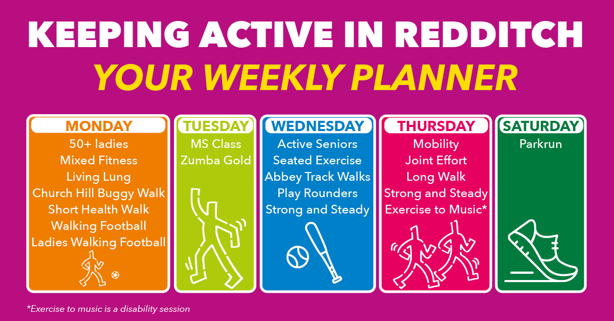 Keeping Active In Redditch Weekly Planne