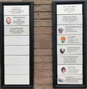 Memorial plaques outdoors